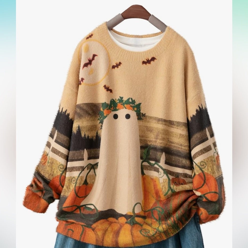 SOLD - Ghost/ Halloween 
OVERSIZED Pullover Sweater